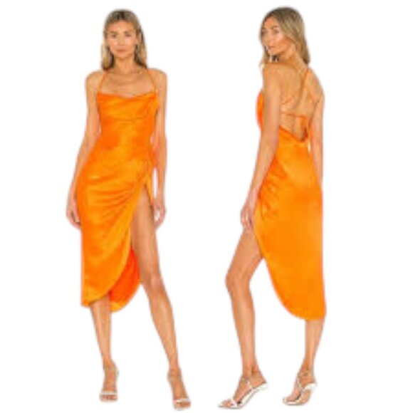 Amanda Uprichard Janet Silk Slip Dress Womens Size S Orange Sleeveless Mini Chic - Picture 1 of 13